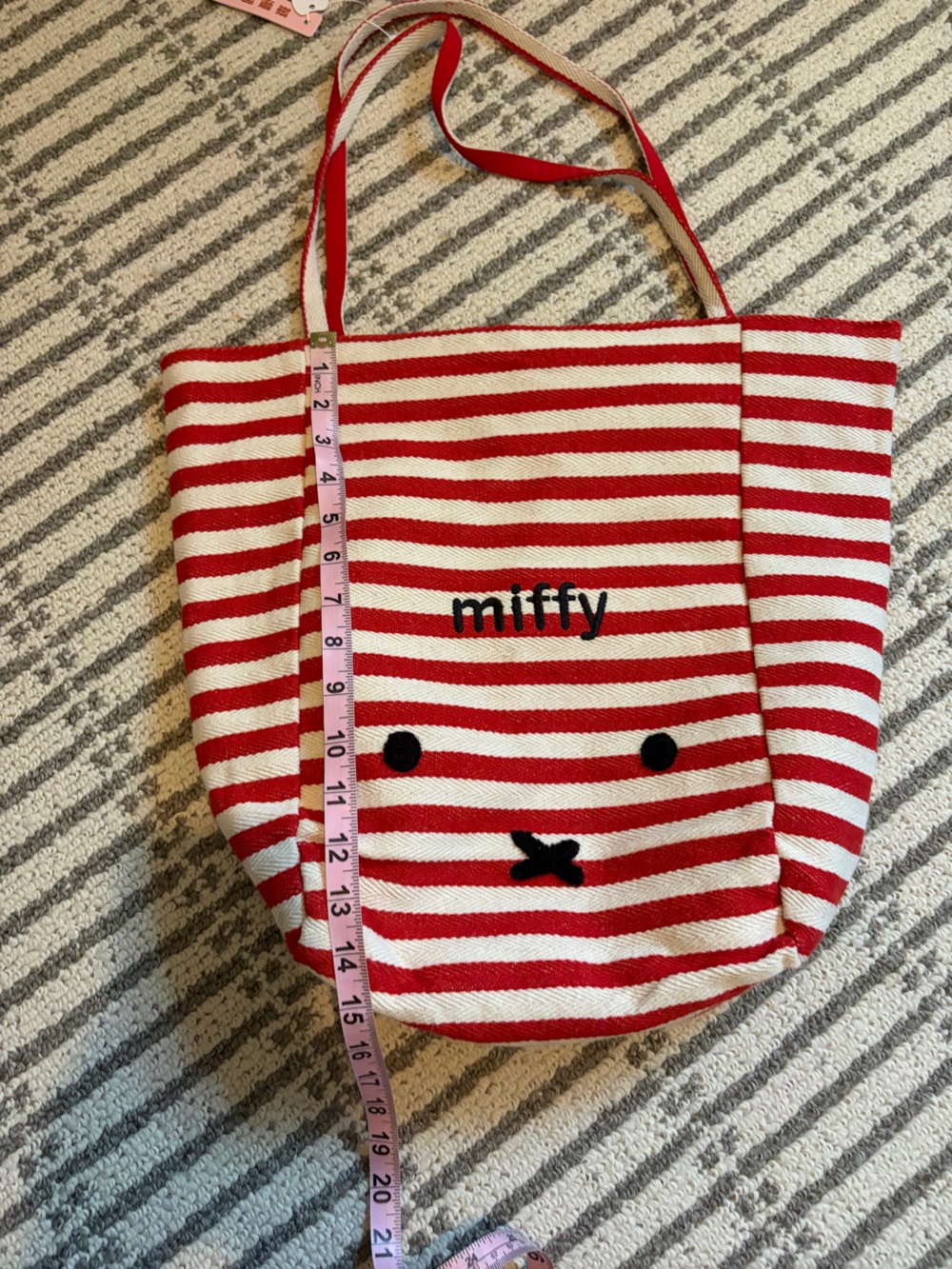 NWT Miffy Red and White Striped Tote Bag - Picture 5 of 7
